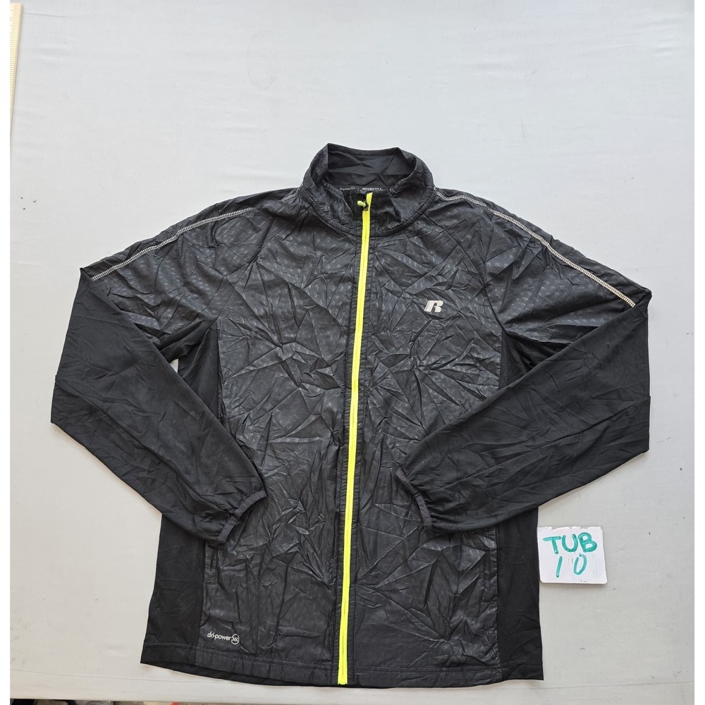 Russell Athletic Mens Dri-Power 360 Full Zip Running Jacket Black Neon Small